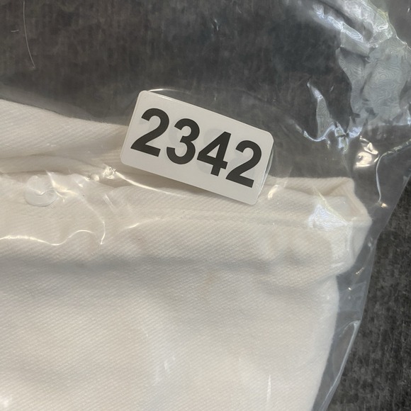 Paige Sarah Longline Denim Shorts Womens 32 White Frayed Distressed Button Fly - Picture 9 of 9